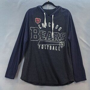 NFL Chicago Bears‎ Women’s Hooded Long Sleeve Shirt Navy & Dark Gray,Lightweight